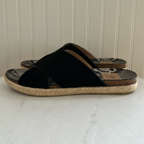 Aquatalia Elyse Espadrille Sandals Suede/Snake Black - Picture 5 of 11